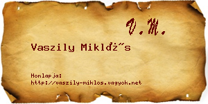 Vaszily Miklós névjegykártya